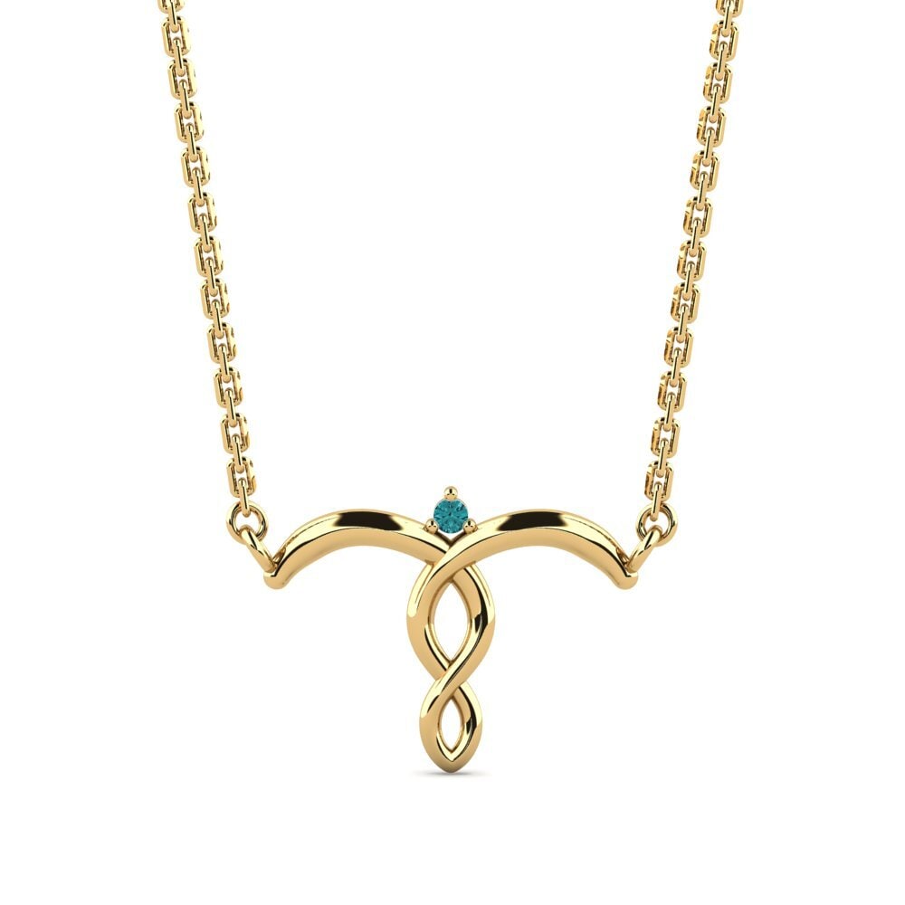 14k Oro Amarillo Diamante Azul Collar de Mujer Bobb