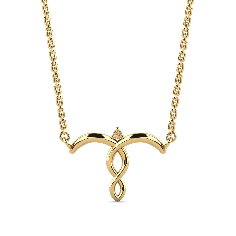 14k Oro Amarillo Diamante café Collar de Mujer Bobb