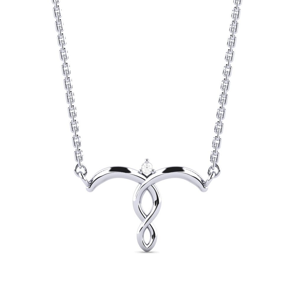 Plata 925 Zafiro blanco Collar de Mujer Bobb