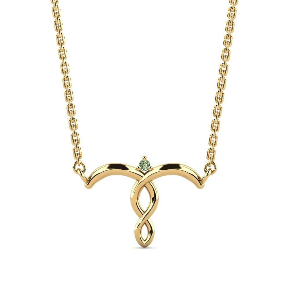14k Oro Amarillo Diamante Verde Collar de Mujer Bobb