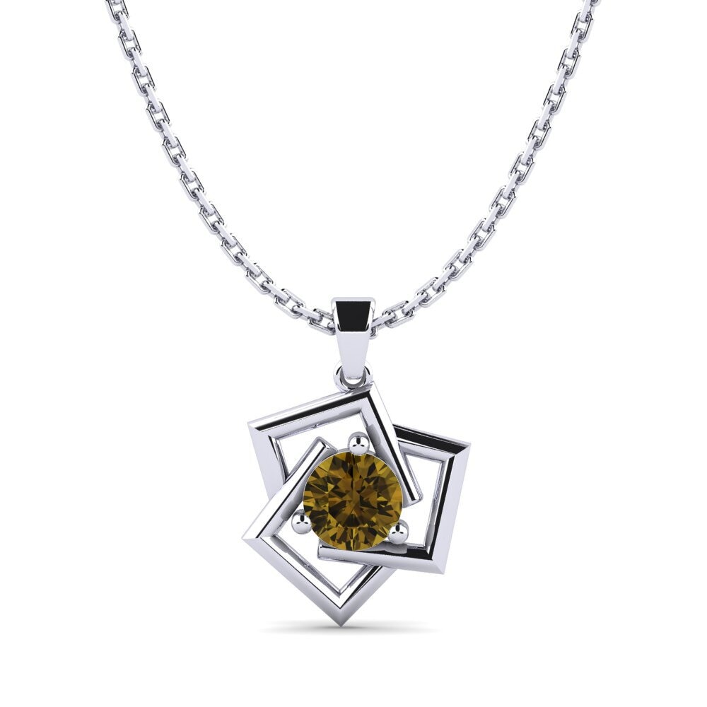 Plata 925 Circón Marrón Colgante de Mujer Found