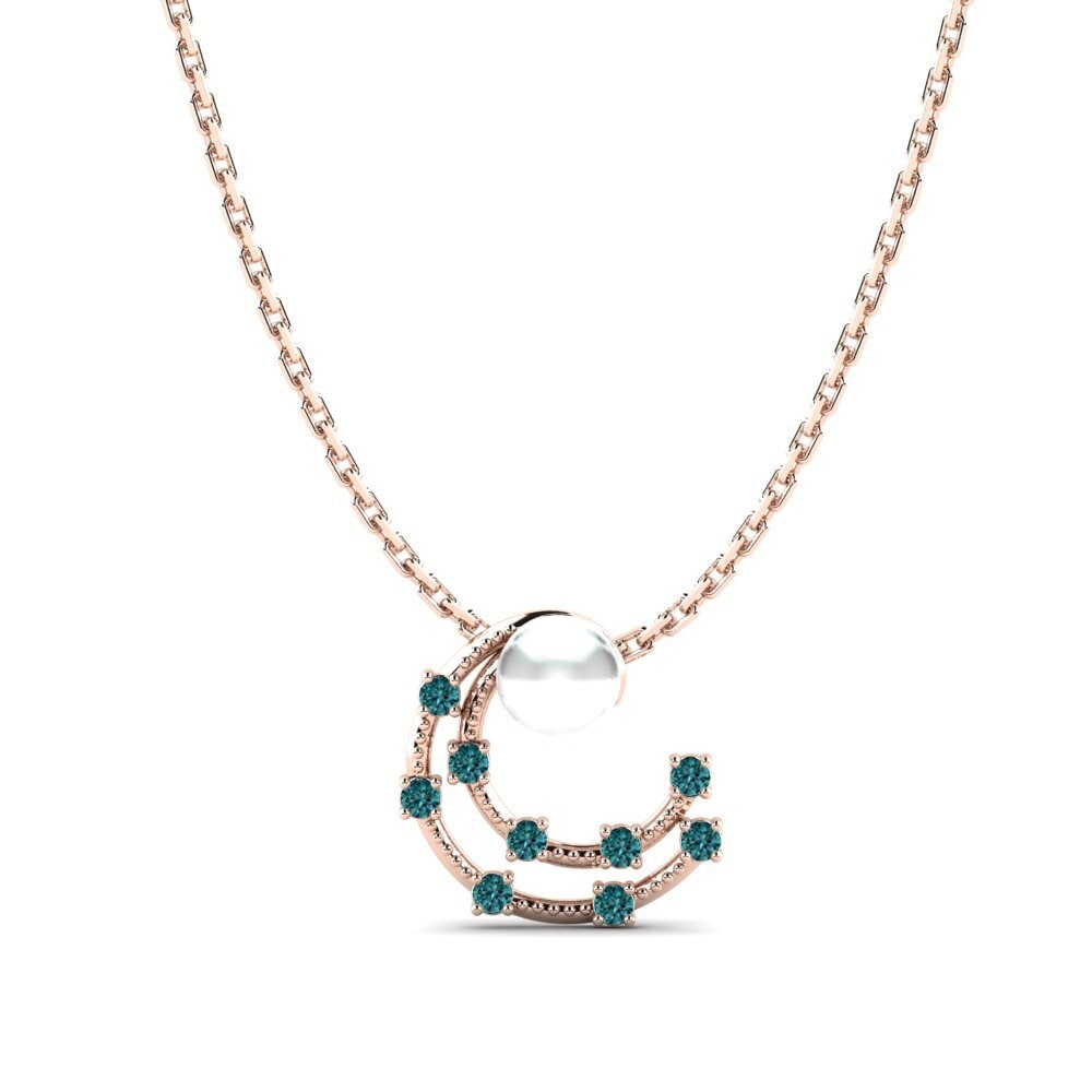 14ct Rose Gold Blue Diamond Women's Pendant Hazali
