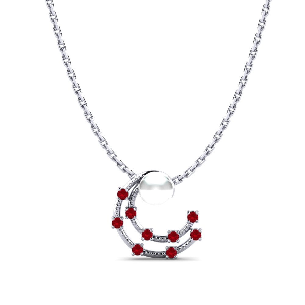 950 Palladium Red Zirconia Women's Pendant Hazali