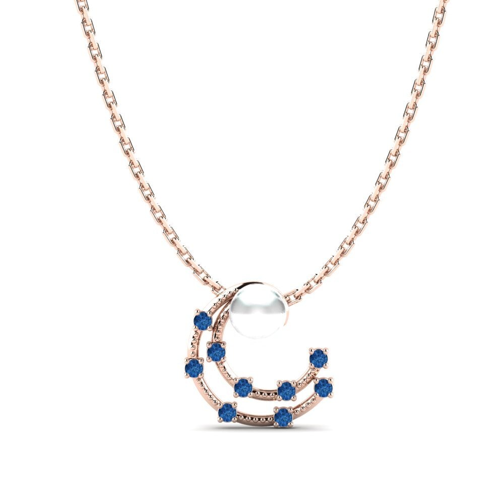 Rotgold 750 Dunkelblauer Zirkonia Damen anhänger Hazali