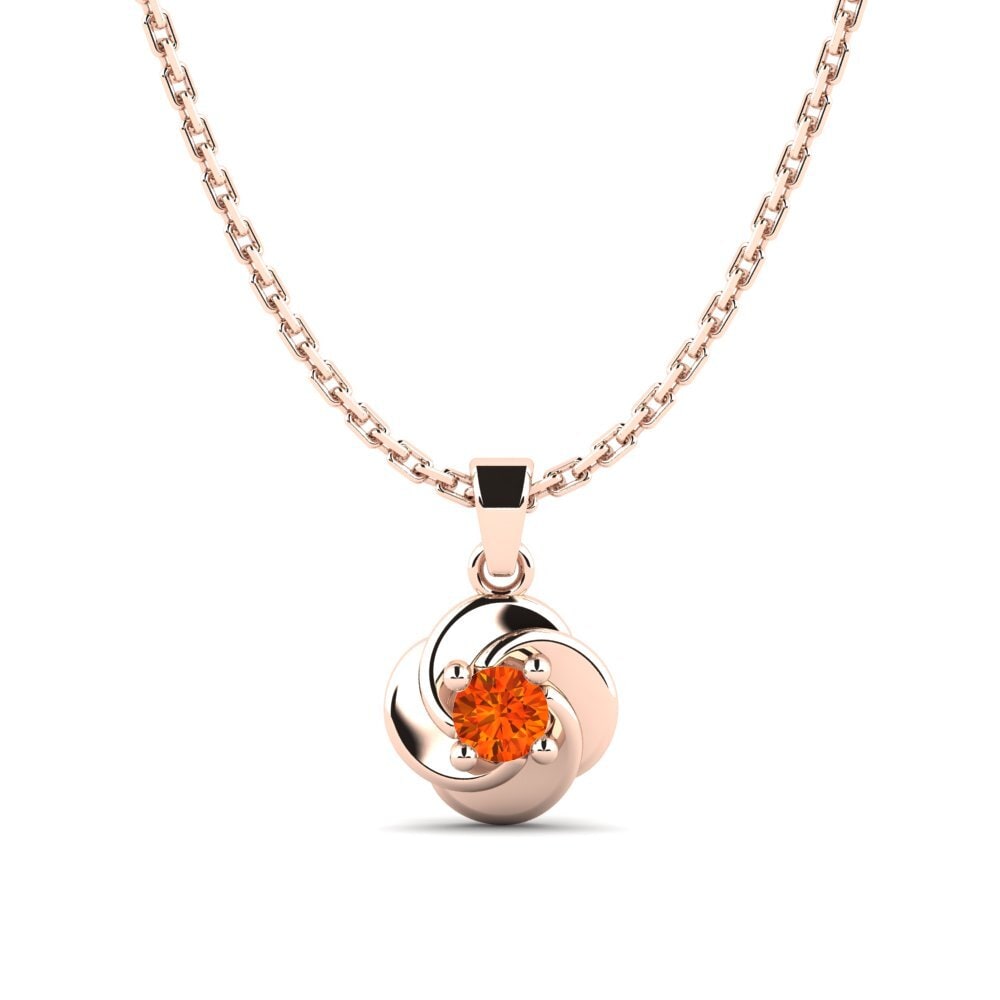 14k Oro Rosa Zafiro Naranja Colgante de Mujer Jonche
