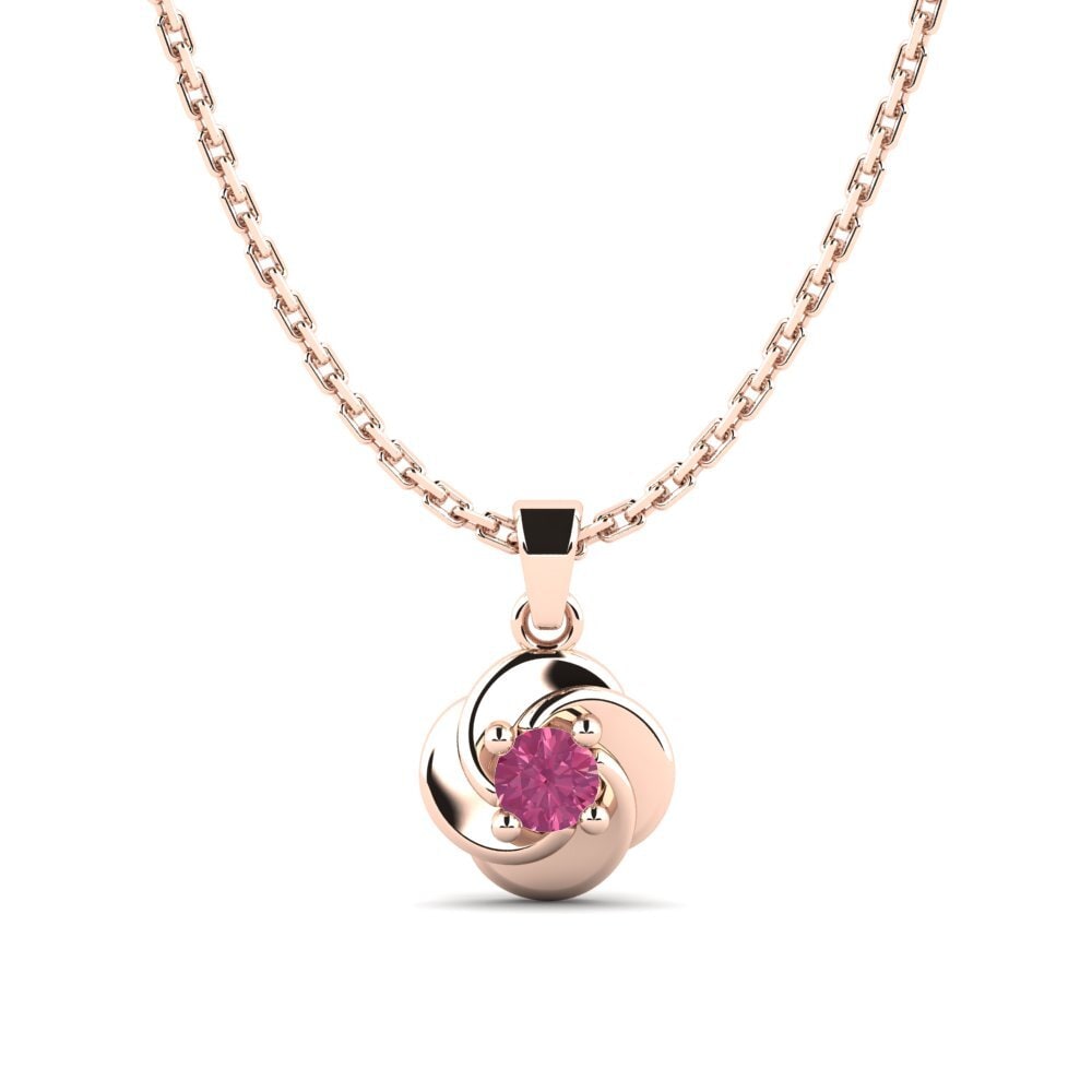 9k Oro Rosa Turmalina rosa Colgante de Mujer Jonche