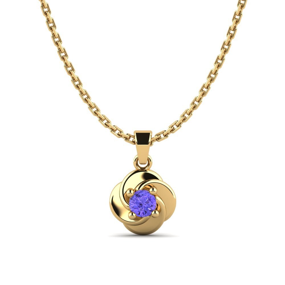 18k Oro Amarillo Tanzanita Colgante de Mujer Jonche