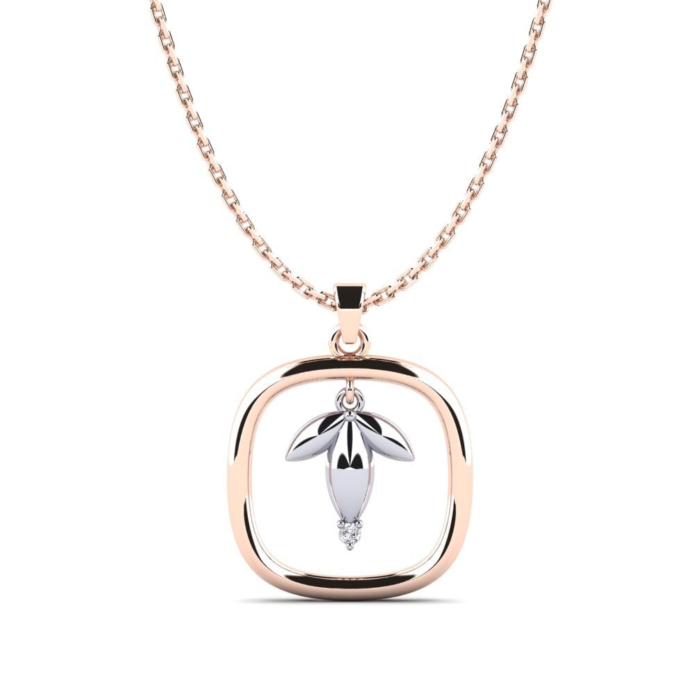 9k Oro Rosa & Blanco Diamante Colgante de Mujer Kunabilas