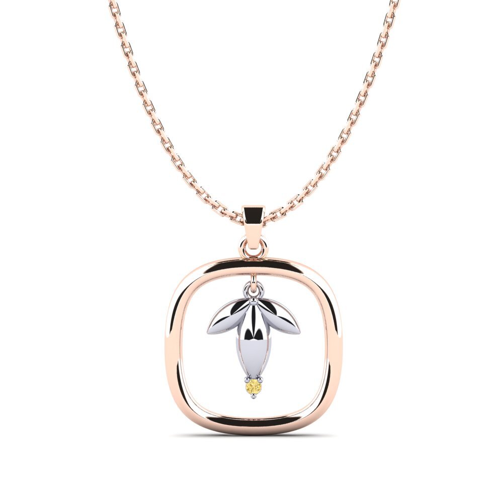 9k Oro Rosa & Blanco Diamante Amarillo Colgante de Mujer Kunabilas