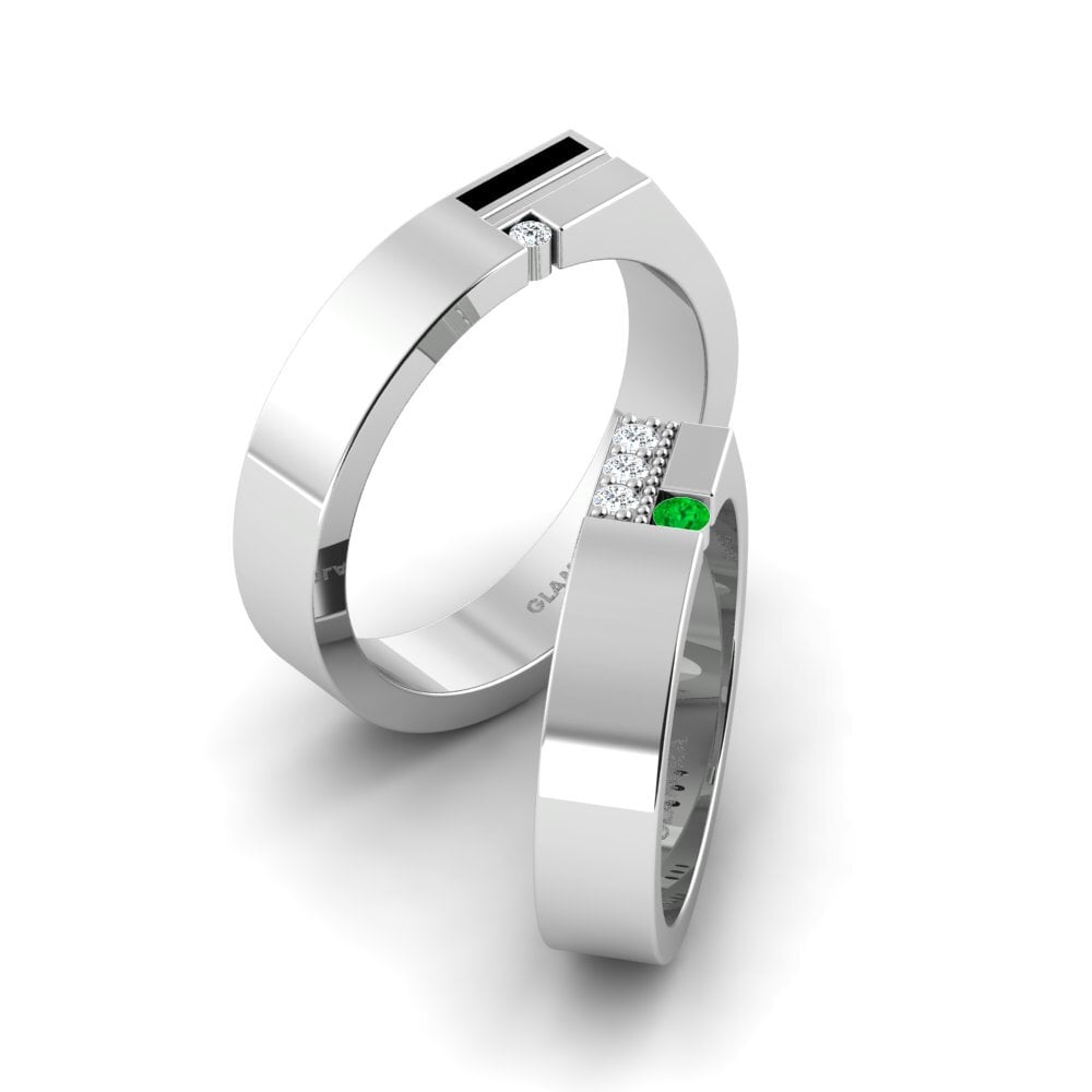 White Silver Emerald Wedding Ring Hot Yotteh