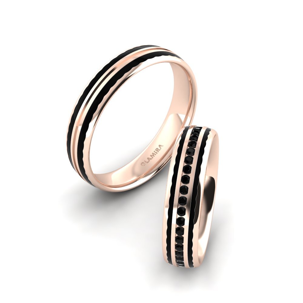 9k Oro Rosa Diamante Negro Anillo de boda Peaceful Lonin 5 mm