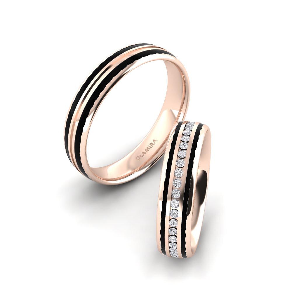 Or rose 14k Diamant Bague de Mariage Peaceful Lonin 5 mm