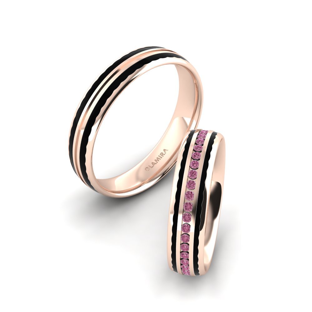 9k Oro Rosa Granate Rhodolite Anillo de boda Peaceful Lonin 5 mm
