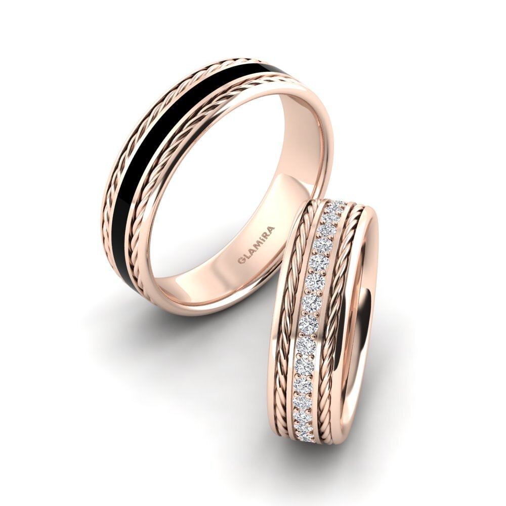 14ct Rose Gold Diamond Wedding Ring Pretty Meeting 6 mm