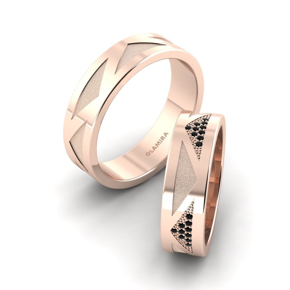 18k Rose Gold Black Diamond Wedding Ring Pretty Speech 6 mm