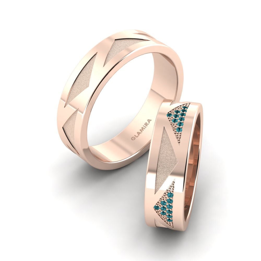 Różowe Złoto 750 Niebieski Diament Obrączka ślubna Pretty Speech 6 mm