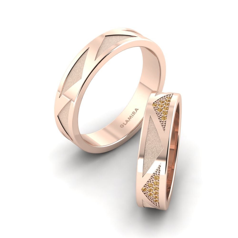 18k Oro Rosa Diamante Marrón Anillo de boda Pretty Speech 5 mm