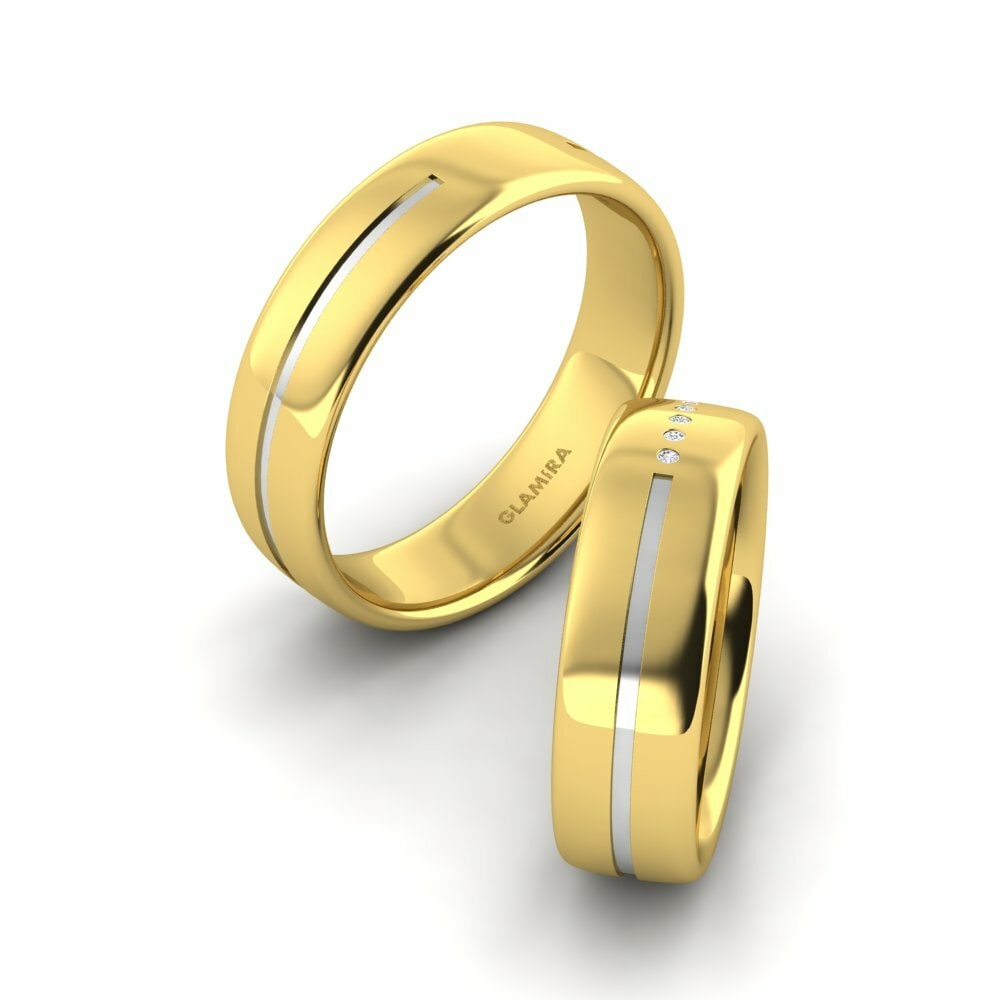 14K Geel & Wit Goud Witte Saffier Trouwring Pretty Tender 6 mm