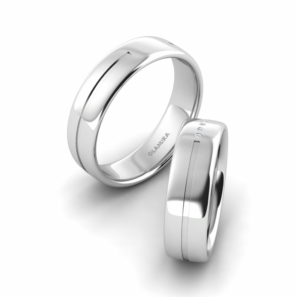 Platine 950 Zircon Bague de Mariage Pretty Tender 6 mm