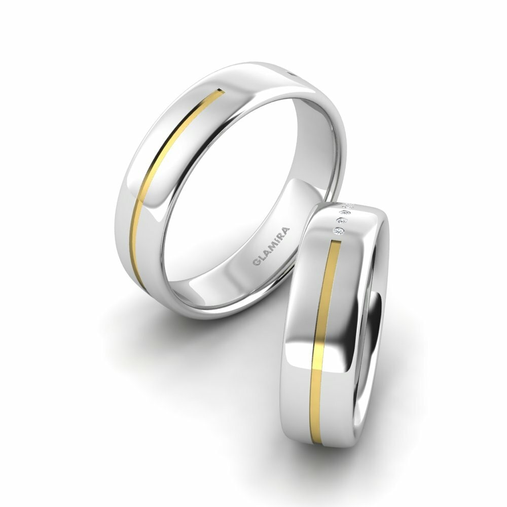 9K Wit & Geel Zirkoon Trouwring Pretty Tender 6 mm