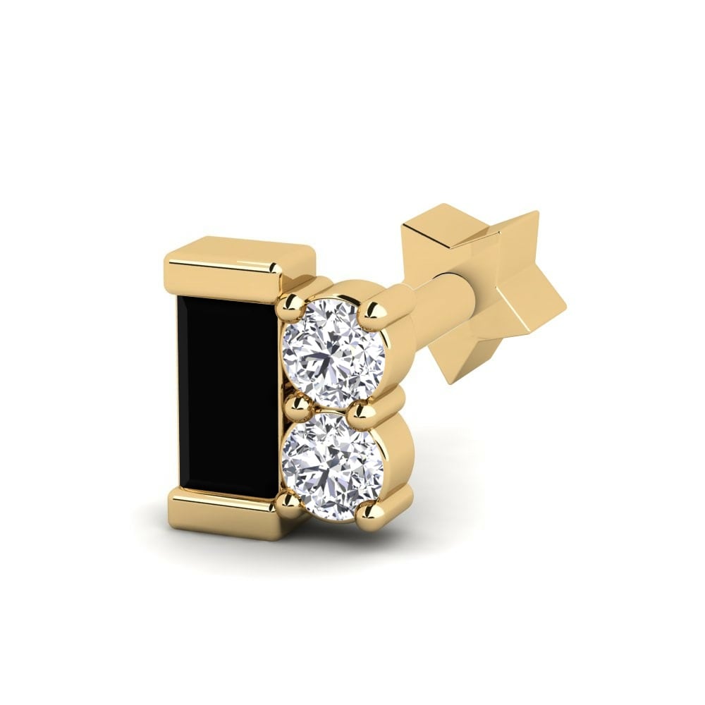 Tragus Tragus Piercing De Trago Pyrrit Oro Amarillo 585 Diamante Negro
