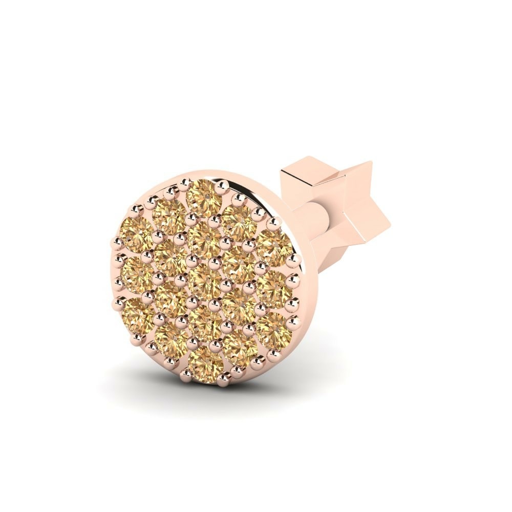 Tragus Tragus Piercing De Trago Reki Oro Rosa 585 Diamante Marrón