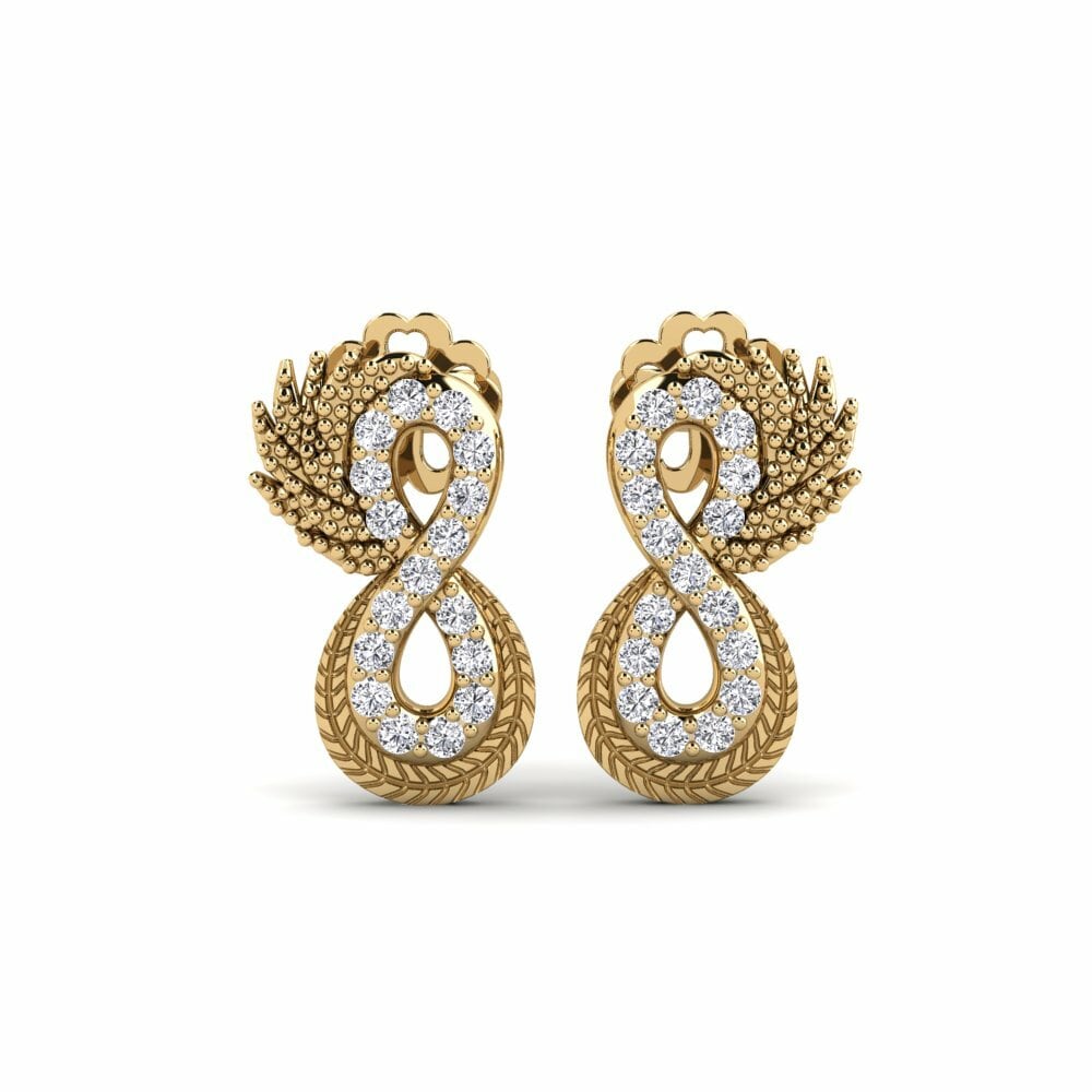 Pendiente de mujer Aeternitas 14k Oro Amarillo Diamante cultivado en laboratorio Pendientes de botón 0.34 Quilates Redondo