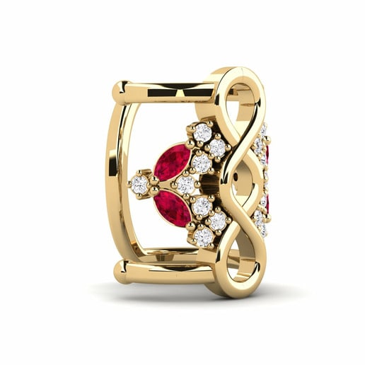 Earring Anguis 585 Yellow Gold & Ruby & White Sapphire