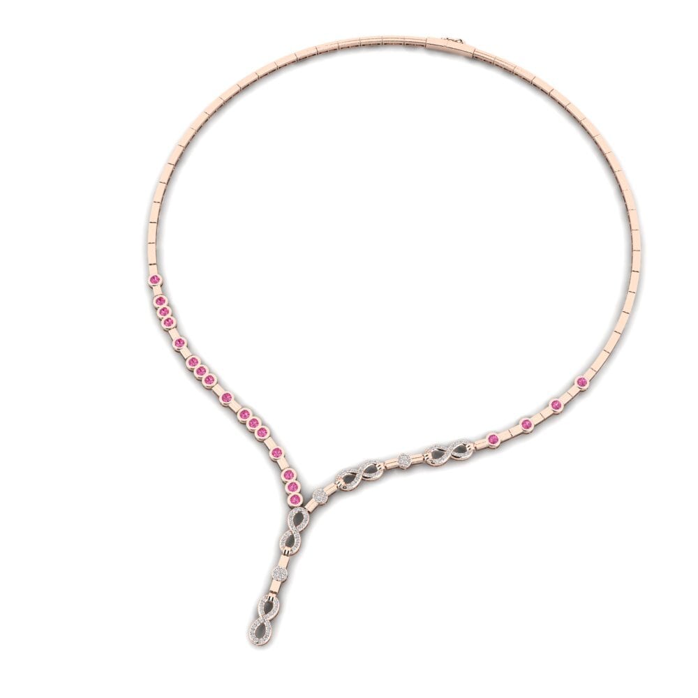 9ct Rose Gold Pink Tourmaline Collier Folyam