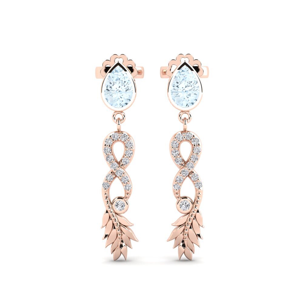 9ct Rose Gold Aquamarine Women's Earring Fortuin