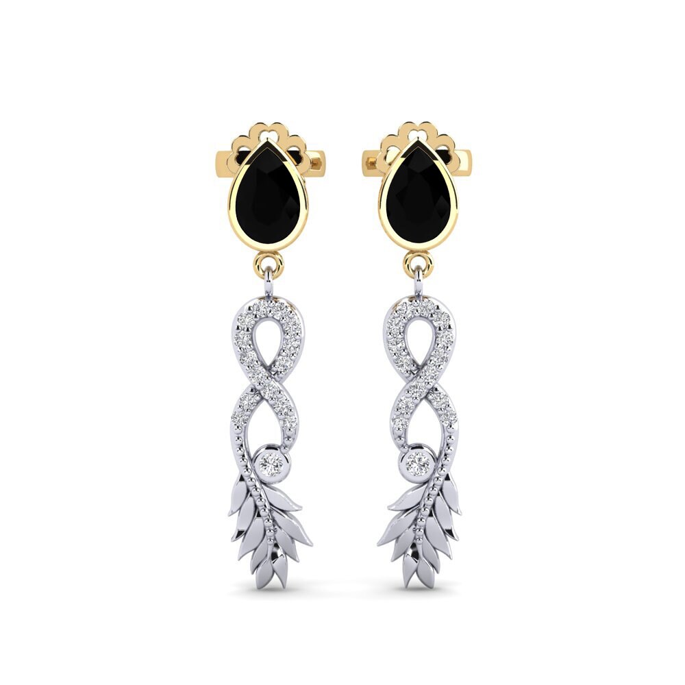 9ct White & Yellow Gold Black Onyx Women's Earring Fortuin