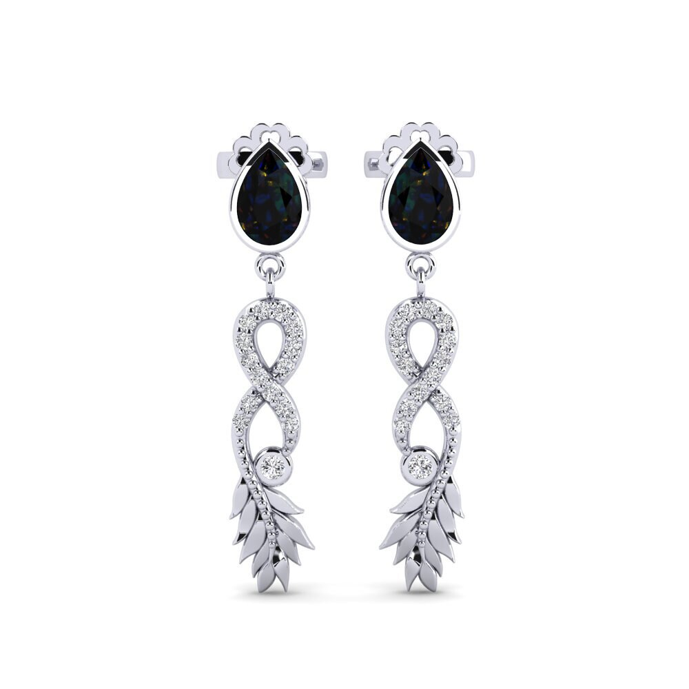 950 Palladium Black Opal Women's Earring Fortuin