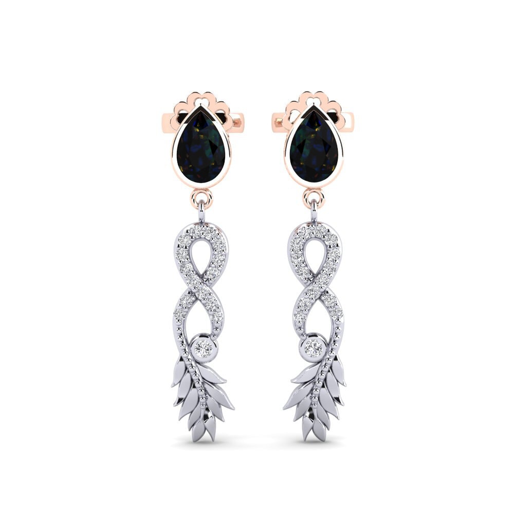18ct White & Rose Gold Black Opal Women's Earring Fortuin