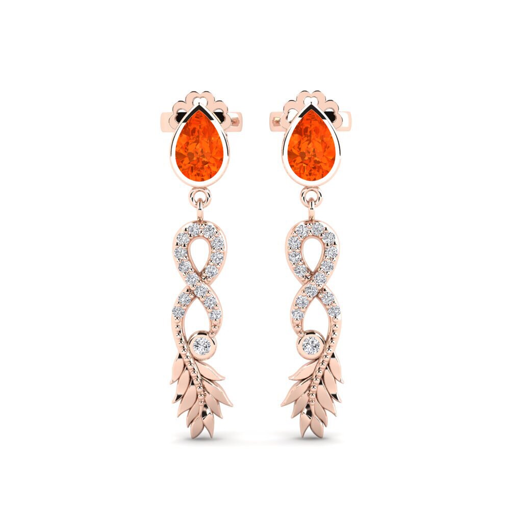 9ct Rose Gold Fire Opal Women's Earring Fortuin
