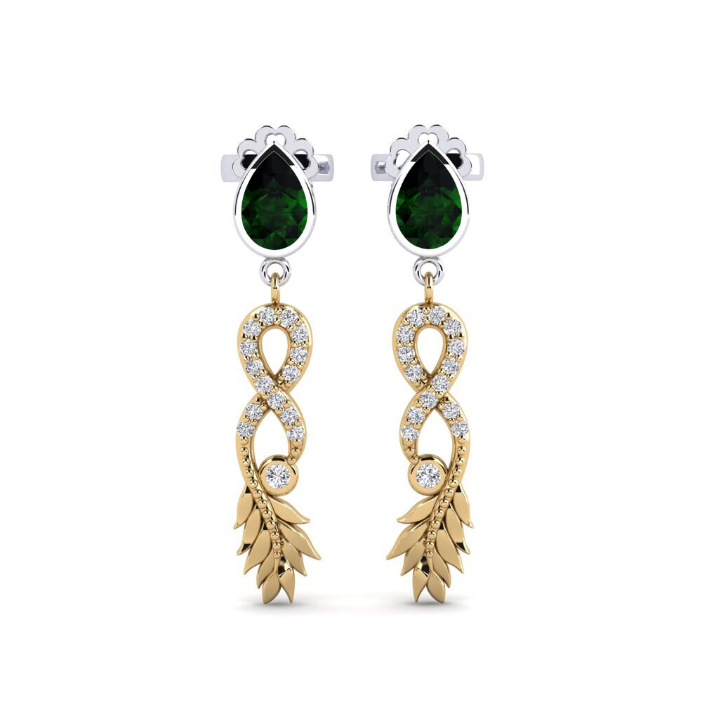 9ct Yellow & White Gold Green Tourmaline Women's Earring Fortuin