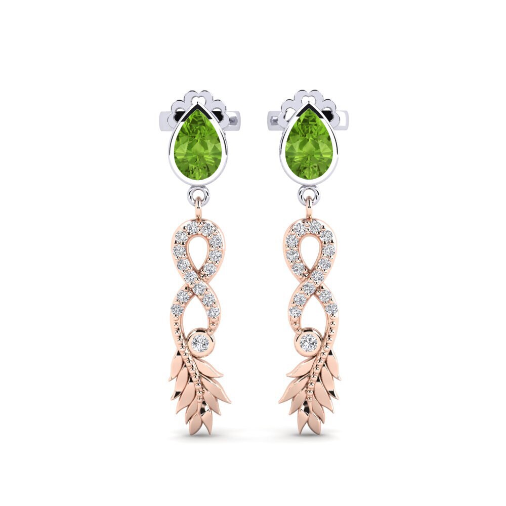 9ct Rose & White Gold Peridot Women's Earring Fortuin