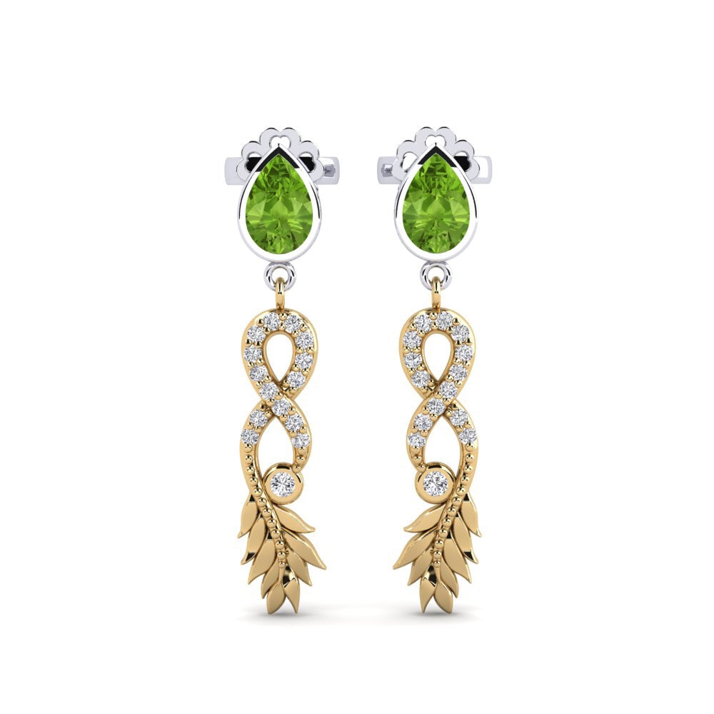 18ct Yellow & White Gold Peridot Women's Earring Fortuin