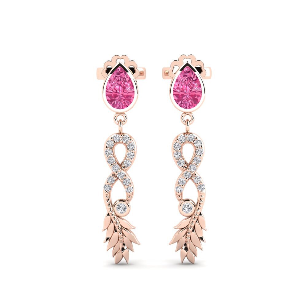 9ct Rose Gold Pink Tourmaline Women's Earring Fortuin