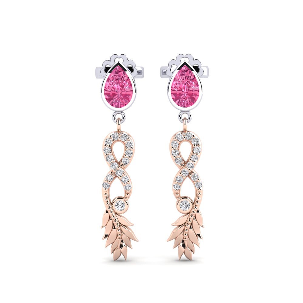 18ct Rose & White Gold Pink Tourmaline Women's Earring Fortuin