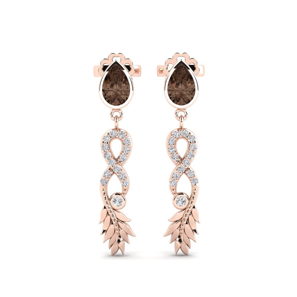 9ct Rose Gold Smoky Quartz Women's Earring Fortuin