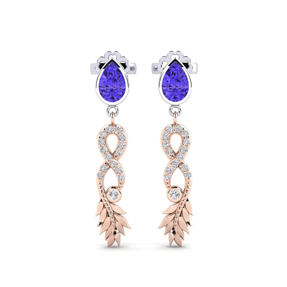 14ct Rose & White Gold Tanzanite Women's Earring Fortuin