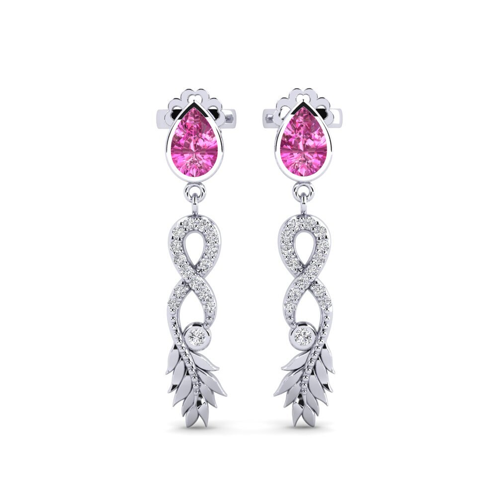 9ct White Gold Pink Topaz Women's Earring Fortuin