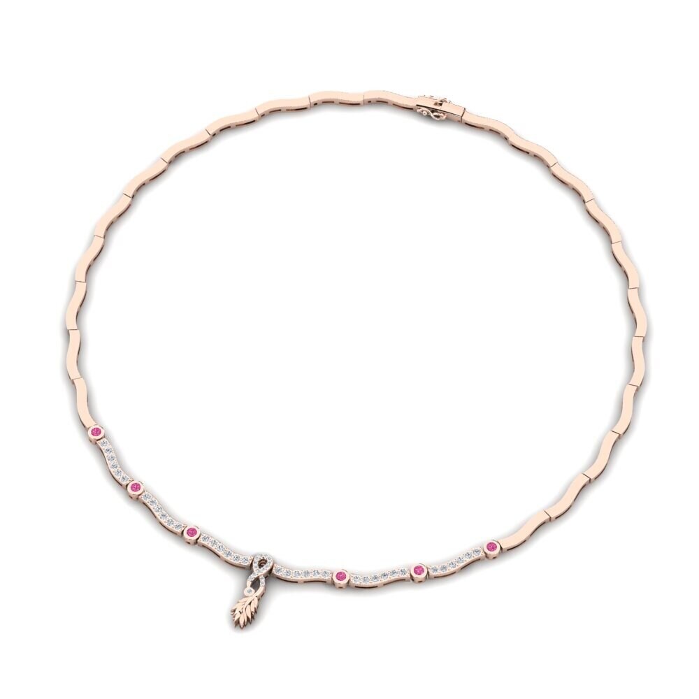 9ct Rose Gold Pink Tourmaline Collier Siempre