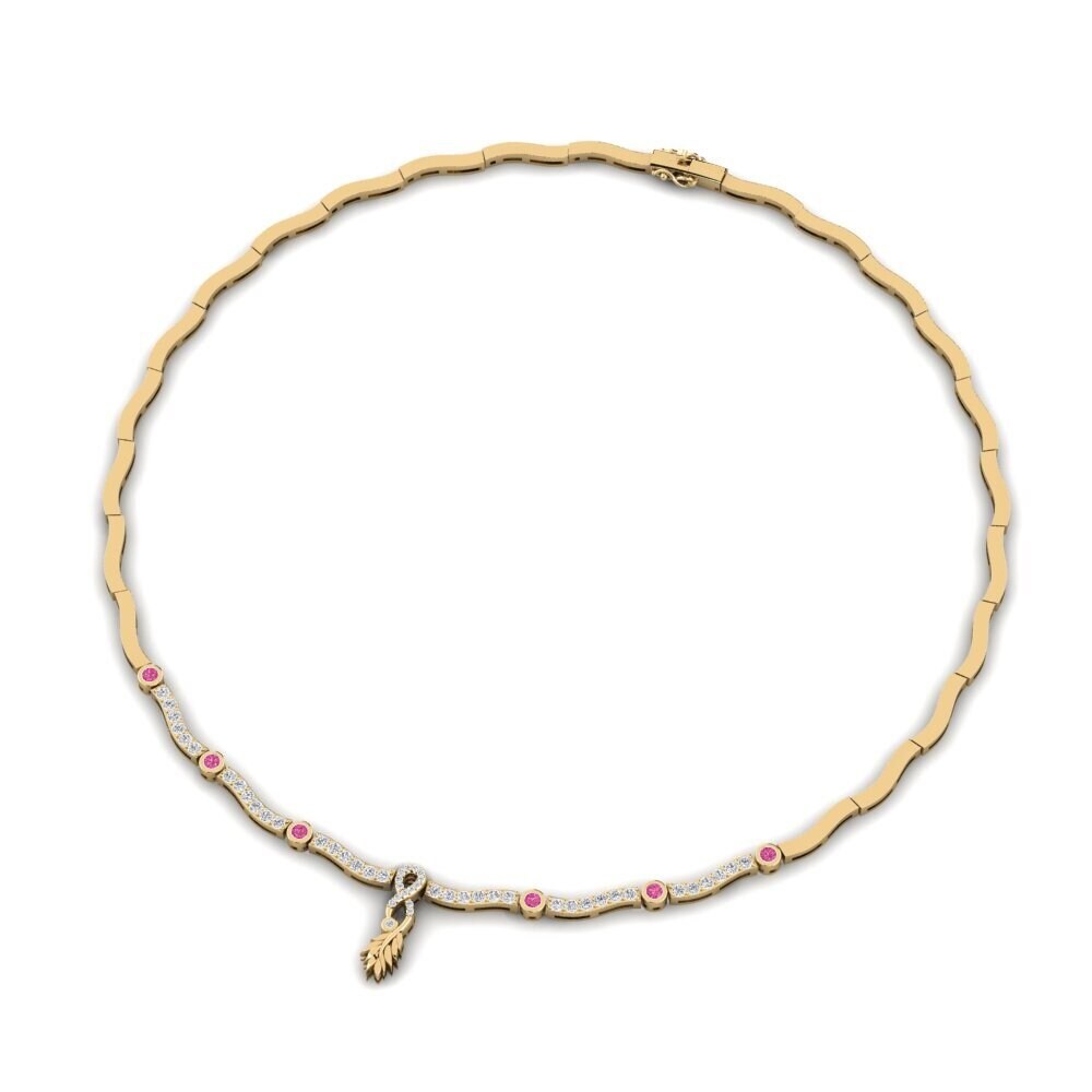 18ct Yellow Gold Pink Tourmaline Collier Siempre