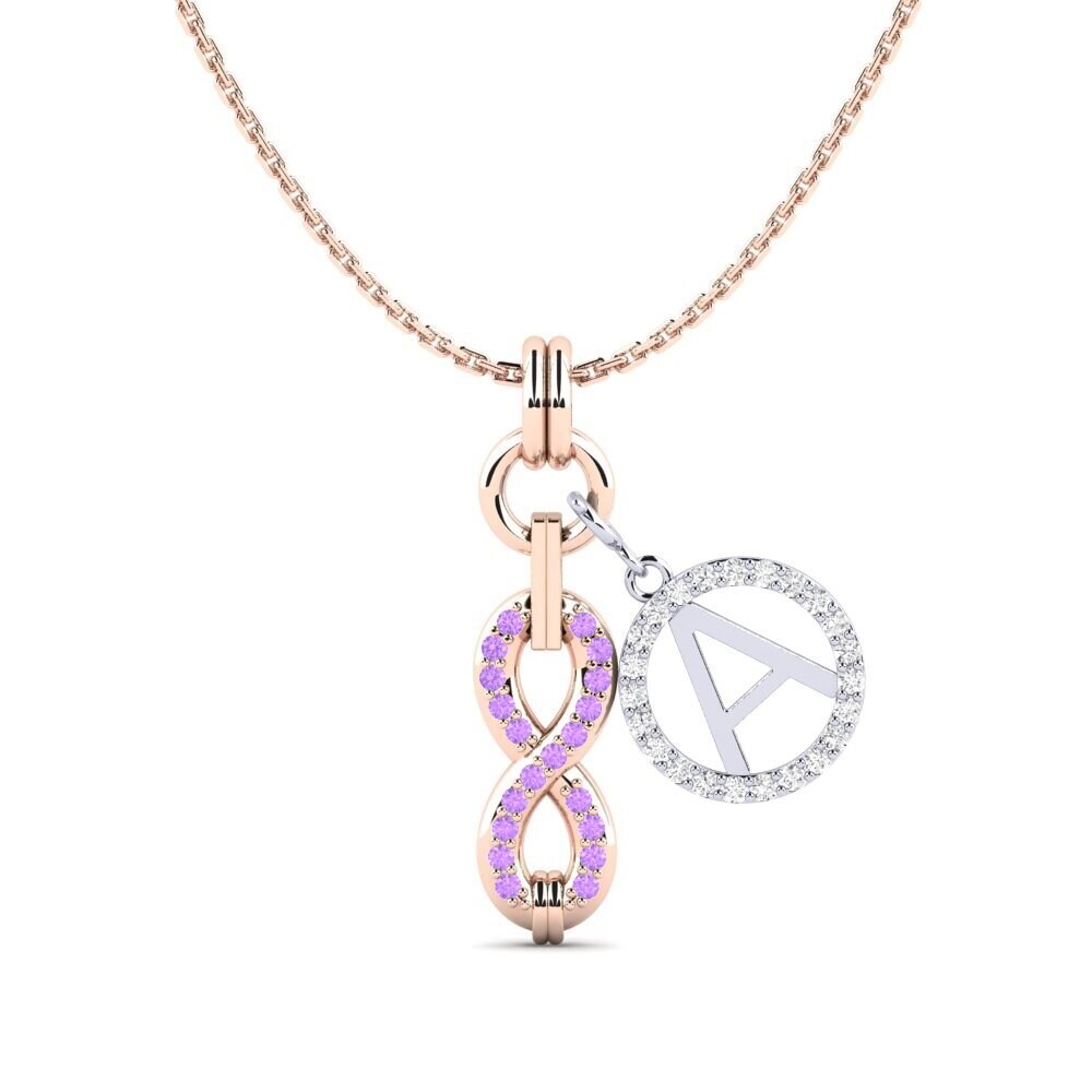 18ct Rose & White Gold Amethyst Women's Pendant Panggih - A