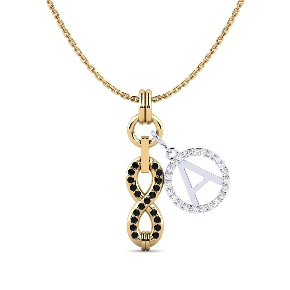 9ct Yellow & White Gold Black Onyx Women's Pendant Panggih - A