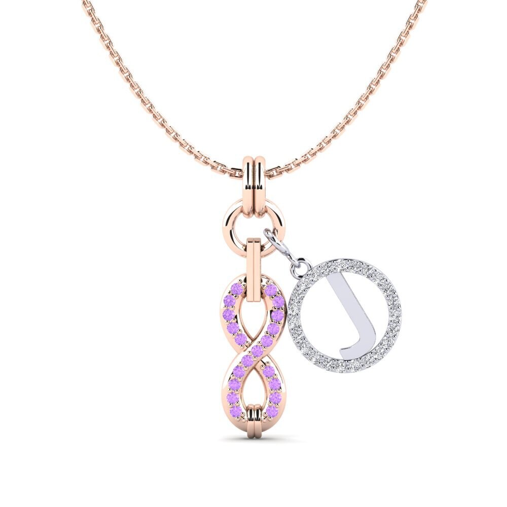 18ct Rose & White Gold Amethyst Women's Pendant Panggih - J