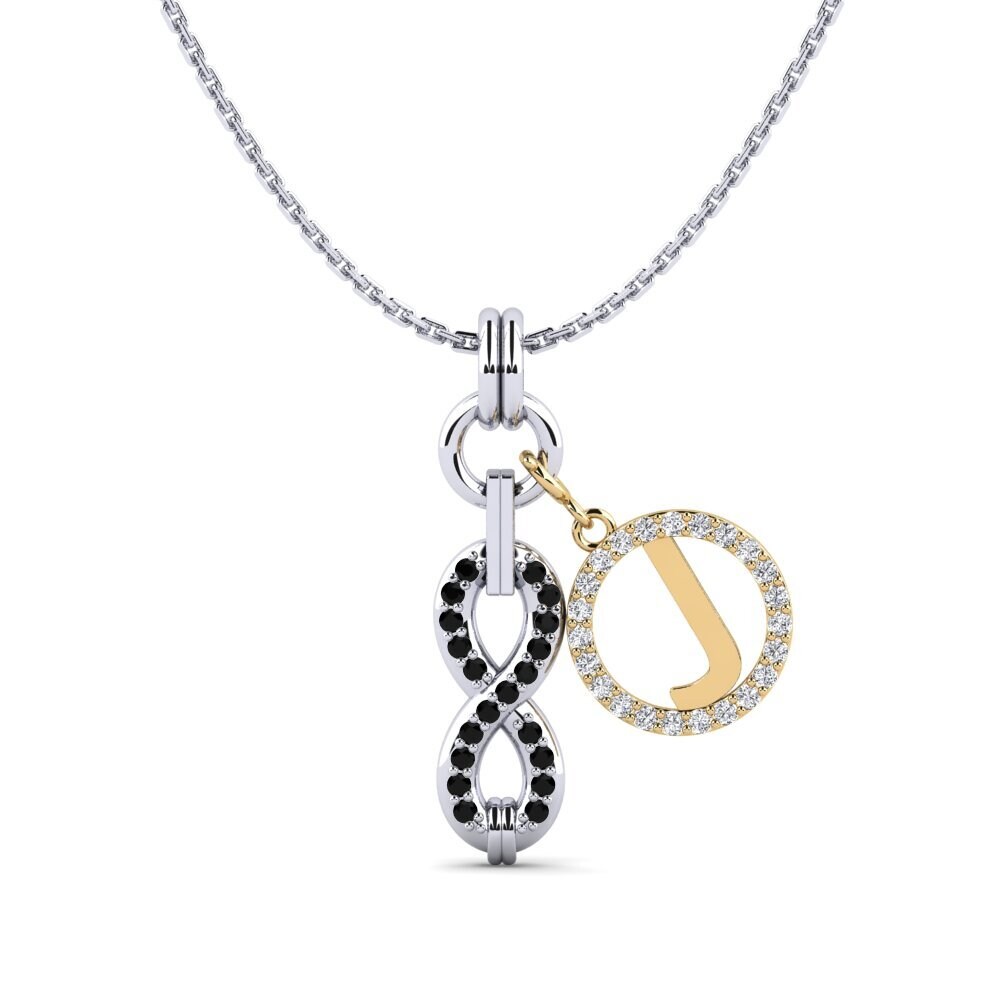 9ct White & Yellow Gold Black Onyx Women's Pendant Panggih - J