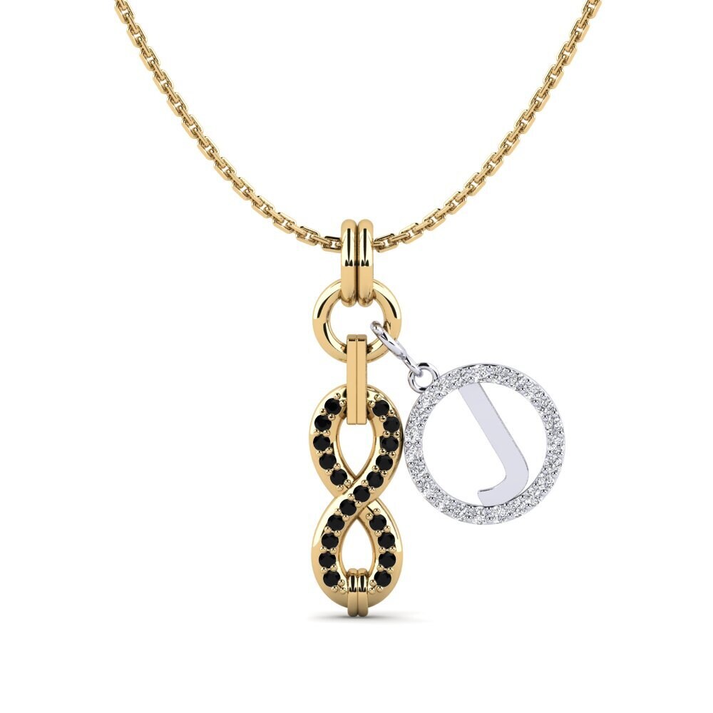 9ct Yellow & White Gold Black Onyx Women's Pendant Panggih - J