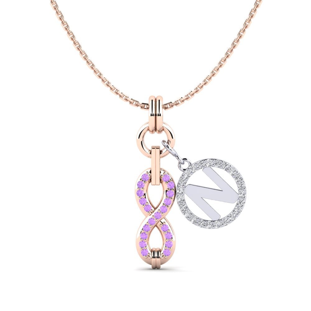 18ct Rose & White Gold Amethyst Women's Pendant Panggih - N